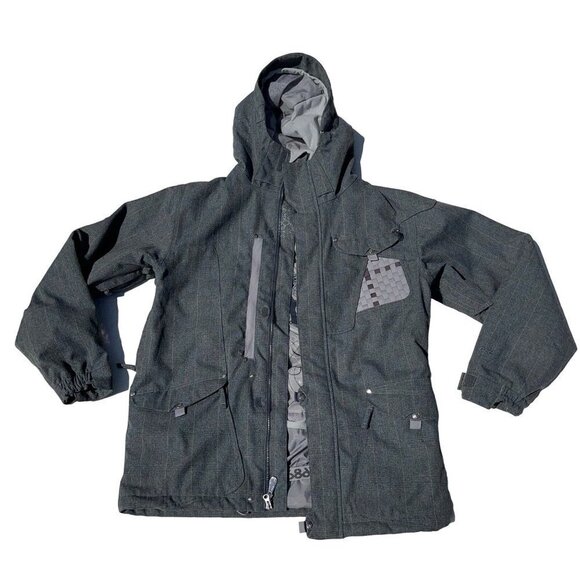 686 MEDIUM Men's Gray AAC Tiger Snowboard/Ski Jacket with Woven Detail - Picture 2 of 14